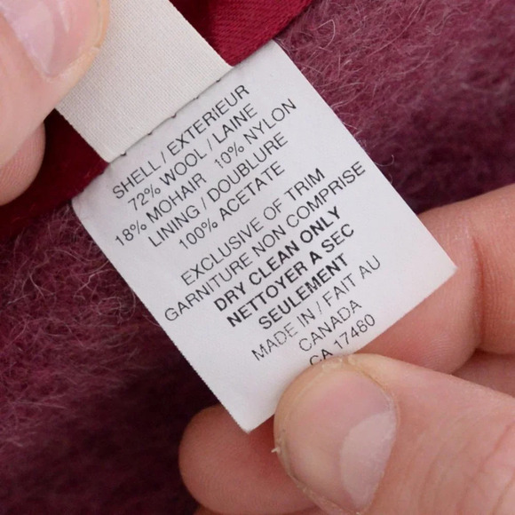 Vintage Fashion Gallery 72% Wool, 18% Mohair  Purple Single Breasted Winter Coat - Picture 15 of 15